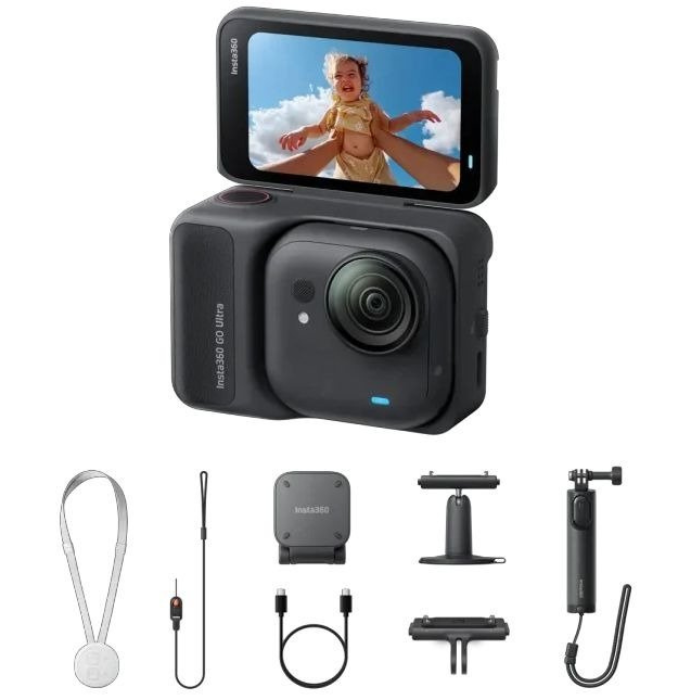 Insta360 Go Ultra מצלמת אקסטרים עם ערכת אביזרים ליוצרים צבע שחור