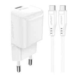 Acefast A77 Mini PD 30W GaN wall charger USB-C cable - white