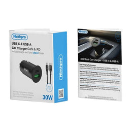 Ninthpro Car Charger 30W USB/USB-C To USB-C