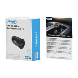 Ninthpro Car Charger 30W USB/USB-C ראש מ