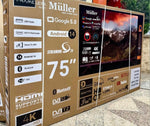 טלוויזיה Müller ML-75FLED בגודל 75 אינץ׳, Google 5.0 ו-Android 14
