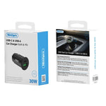 Ninthpro Car Charger 30W USB/USB-C ראש מ