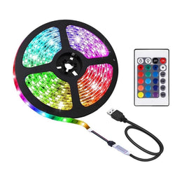 פס LED צבעוני RGB באורך 5 מטר עם שלט וחיבור USB