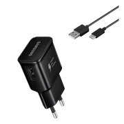 מטען Samsung 15W שחור עם כבל USB-A ל-USB-C באורך 1.5 מטר